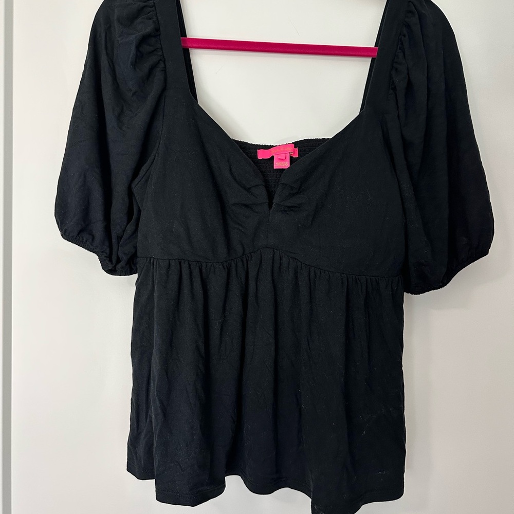 Lilly Pulitzer Black Puff Sleeve Top
